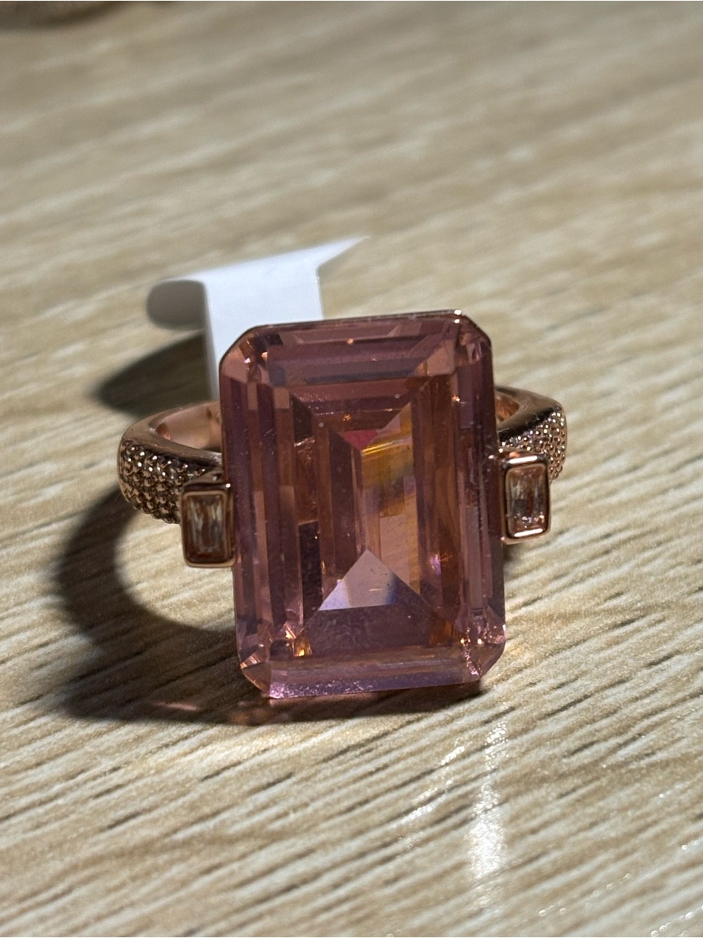 Rose Gold Plated Pink Statement Ring – Size 8